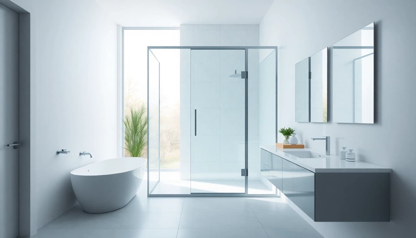 A stunning shower screen sliding door enhances a modern bathroom's aesthetic, blending seamlessly with elegant decor.