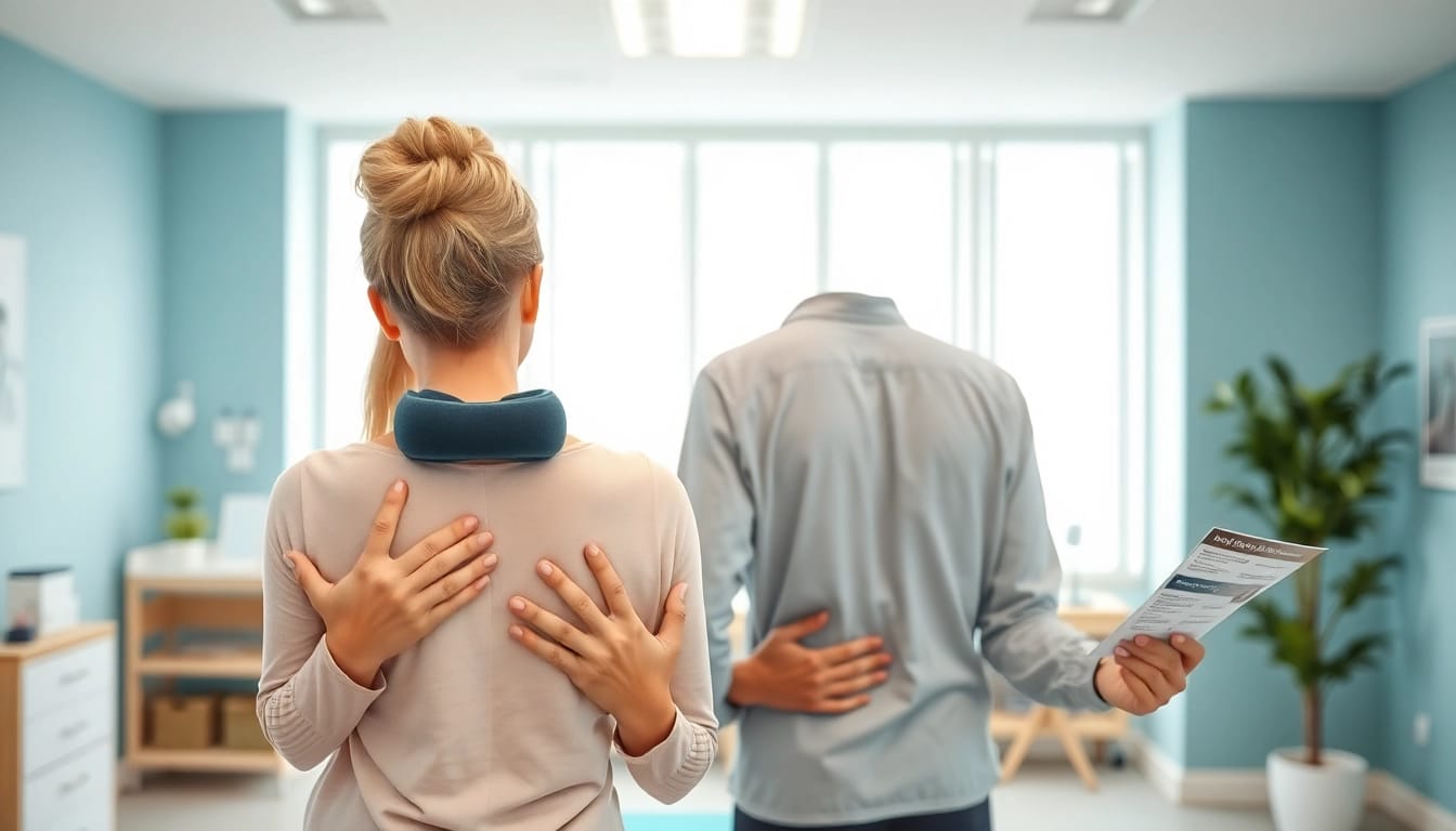 Engaging visual showcasing effective back pain solutions in a professional clinic environment.