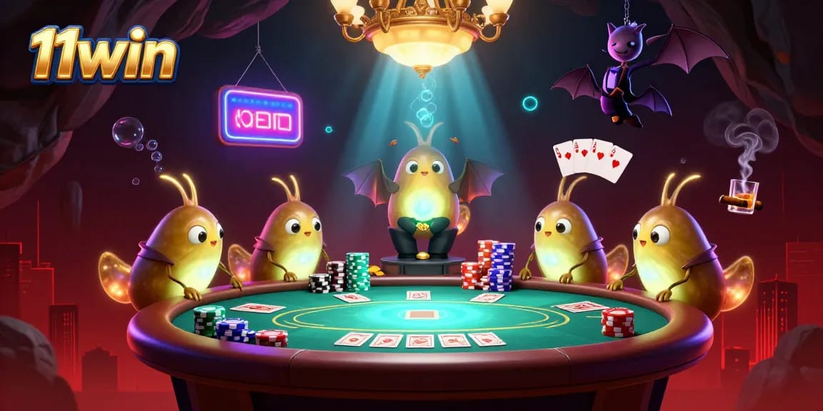 Experience thrilling poker sessions at 11win with glowworms lighting the cave casino ambiance.