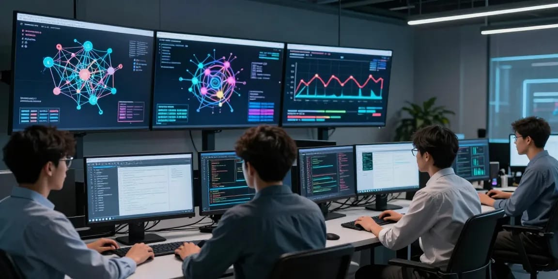 Thabet360 AI technology workspace showcasing advanced machine learning solutions and cybersecurity protocols.