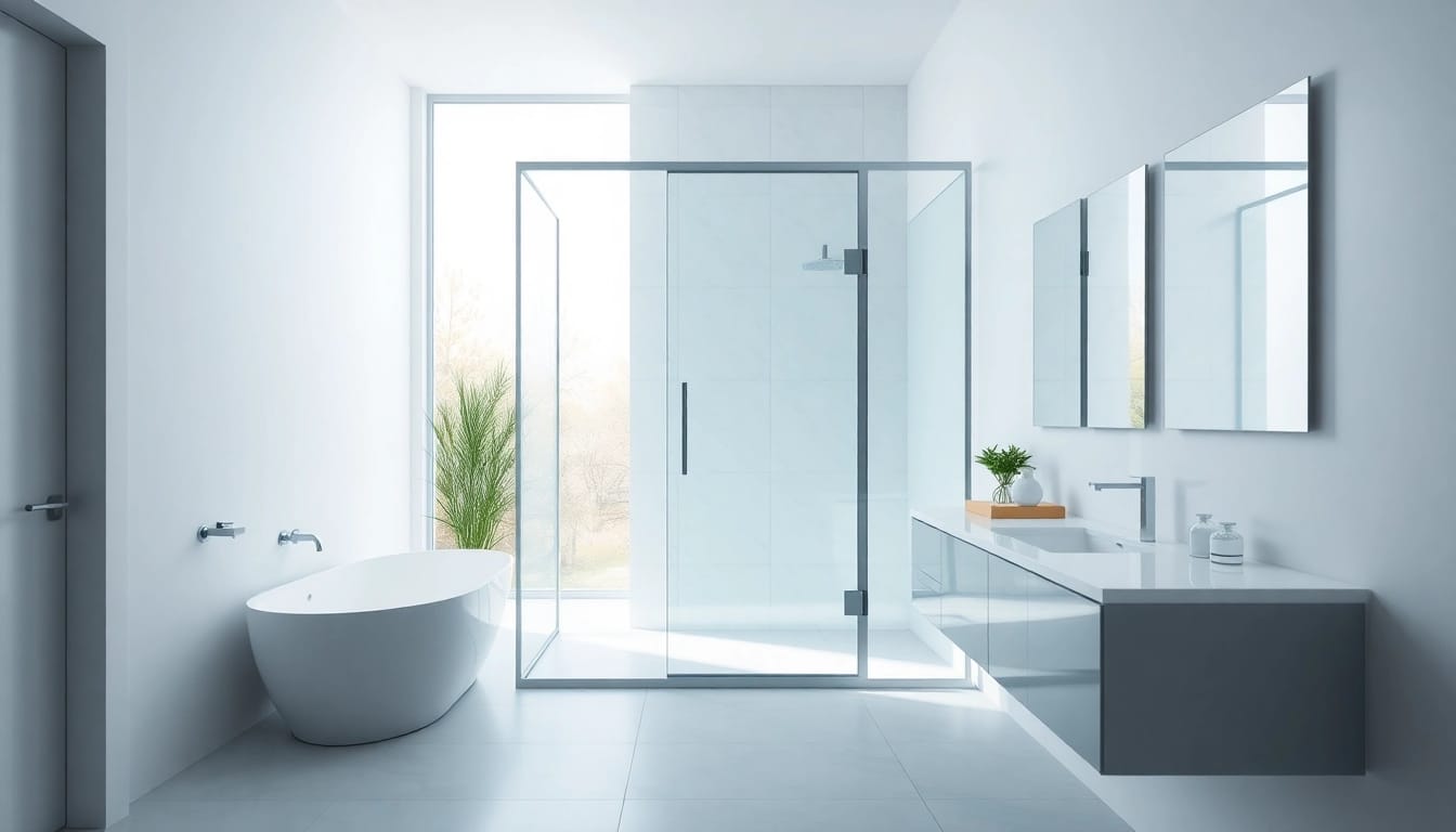 A stunning shower screen sliding door enhances a modern bathroom's aesthetic, blending seamlessly with elegant decor.