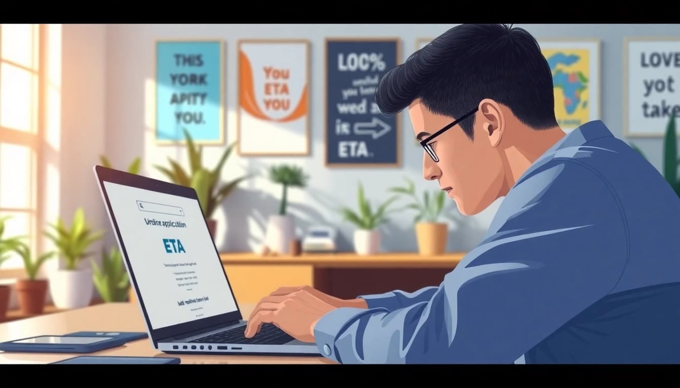 Complete your uk eta online application easily at a laptop with dedicated workspace.