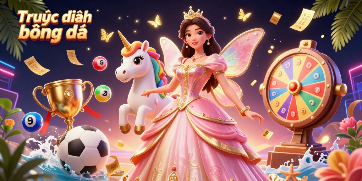 Trực tiếp bóng đá dynamic scene featuring an Asian woman and a unicorn alongside exciting sports betting elements.
