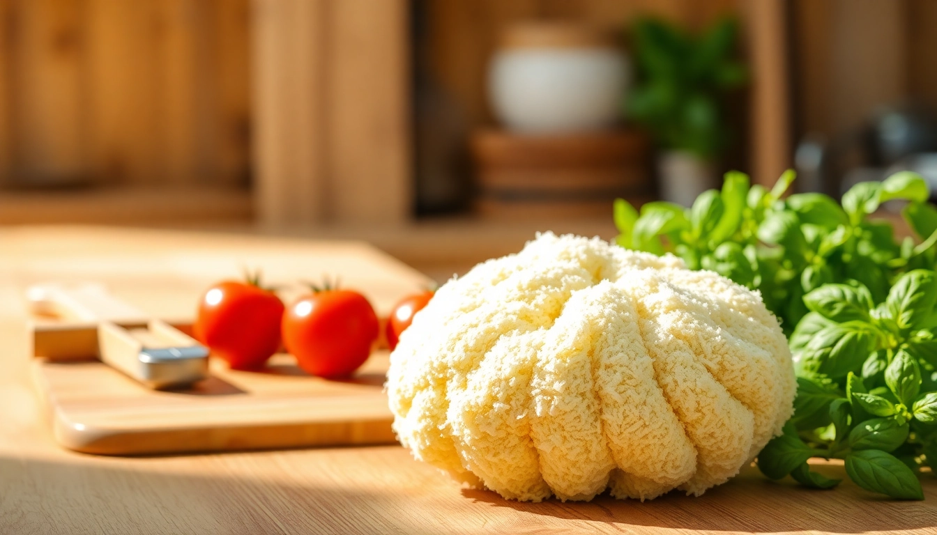 Discover a kitchen loofah on a wooden countertop surrounded by fresh vegetables.