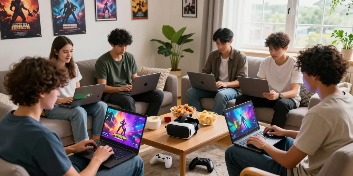 Diverse group enjoying various adult games in a cozy gaming room.