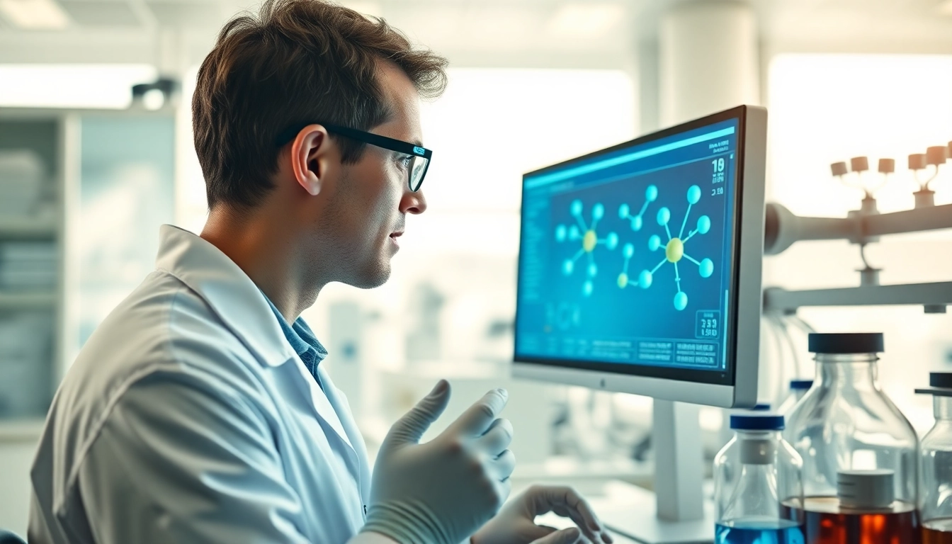Researcher analyzing Tirzepatide data in a modern laboratory setting.