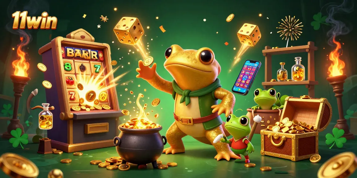 Experience the magical world of 11win with alchemists turning metal to gold in a dynamic casino scene.