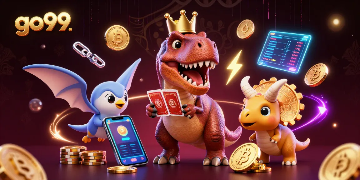 Engage in exciting game action with go99 as cartoon characters shuffle cards and stack chips.