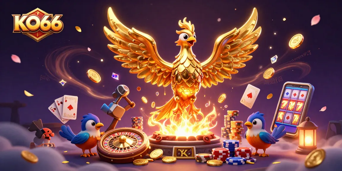 Experience epic wins at KO66 with a majestic molten phoenix symbolizing rich gaming adventures.