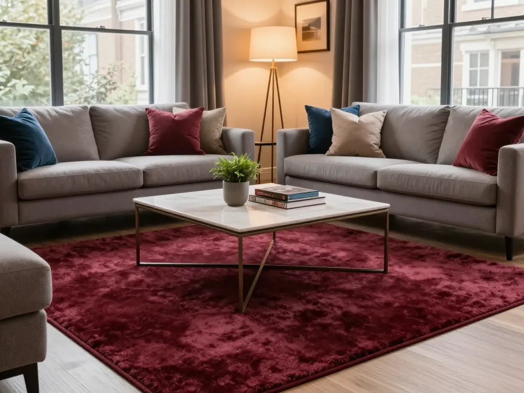 Stylish living room with luxury carpets London featuring a plush wool carpet and modern decor.