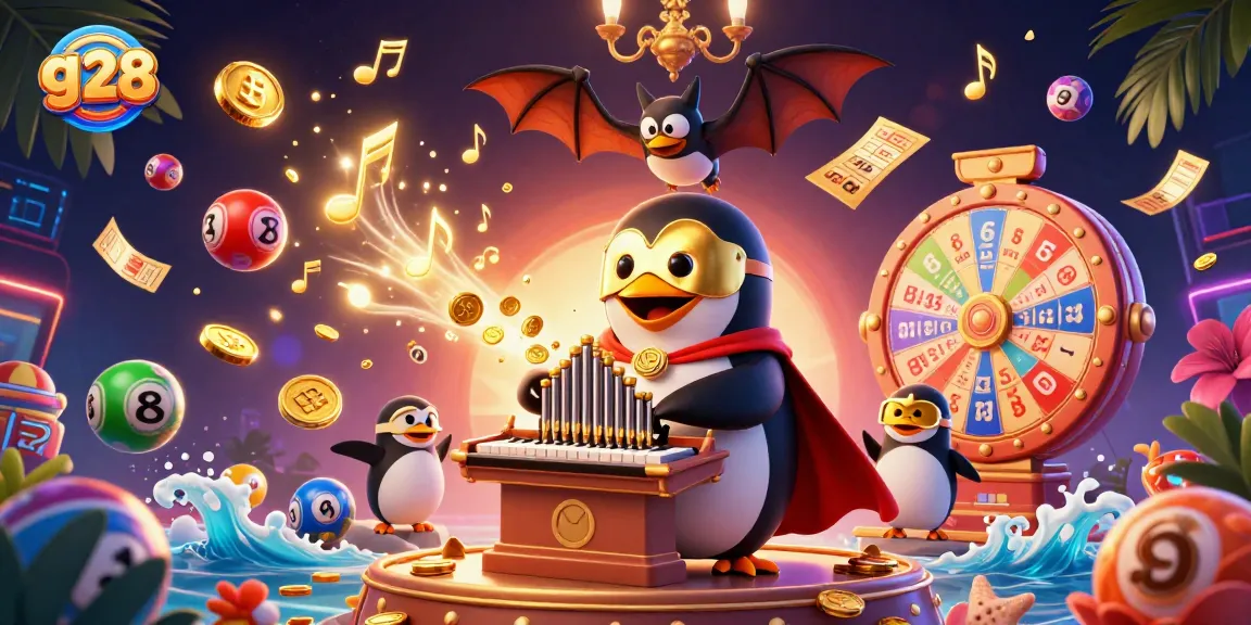 Experience thrilling gaming at g 28 where vibrant lottery balls and golden coins enhance the casino atmosphere.