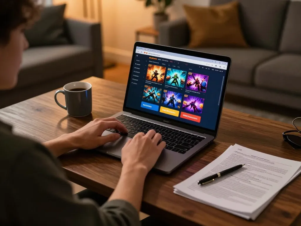 Using the net88.de.com platform to play online casino games in a cozy home setup with warm lighting