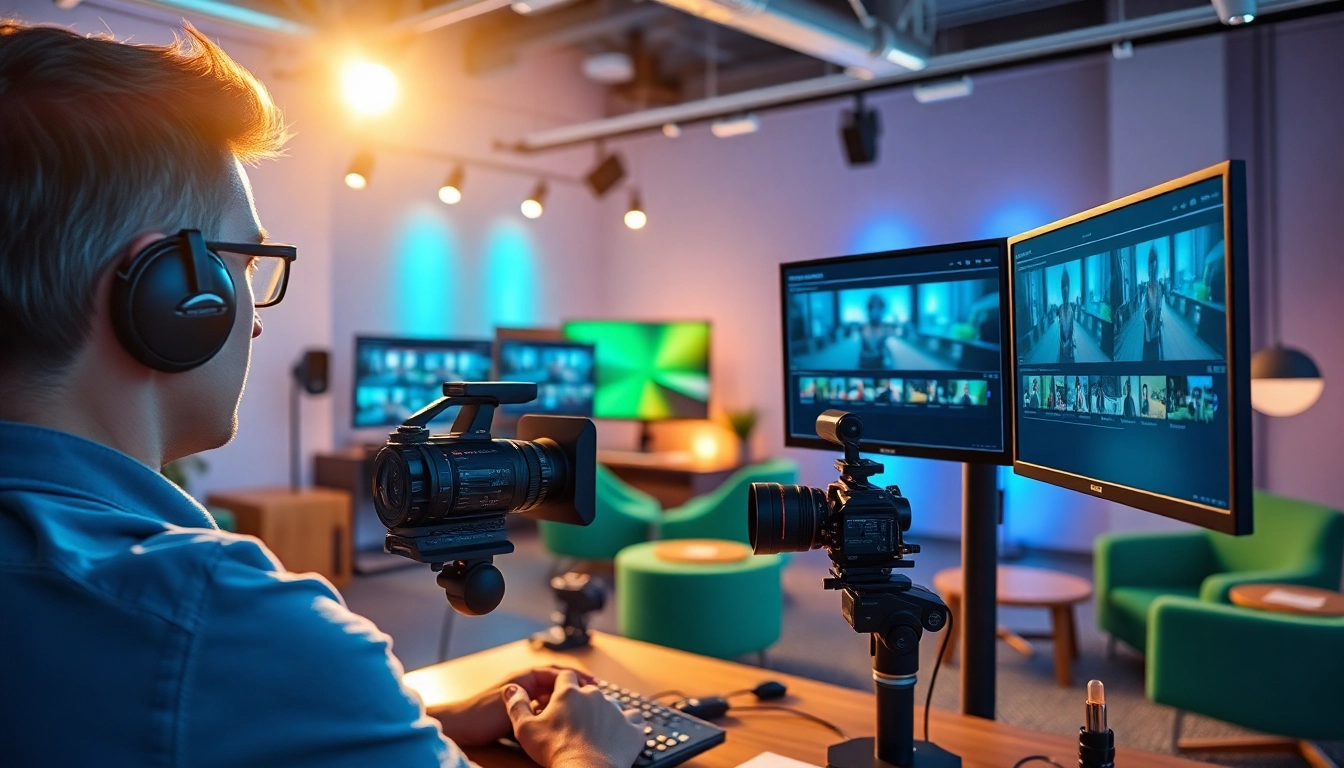 Creating an effective video content strategy showcased through a vibrant editing studio.