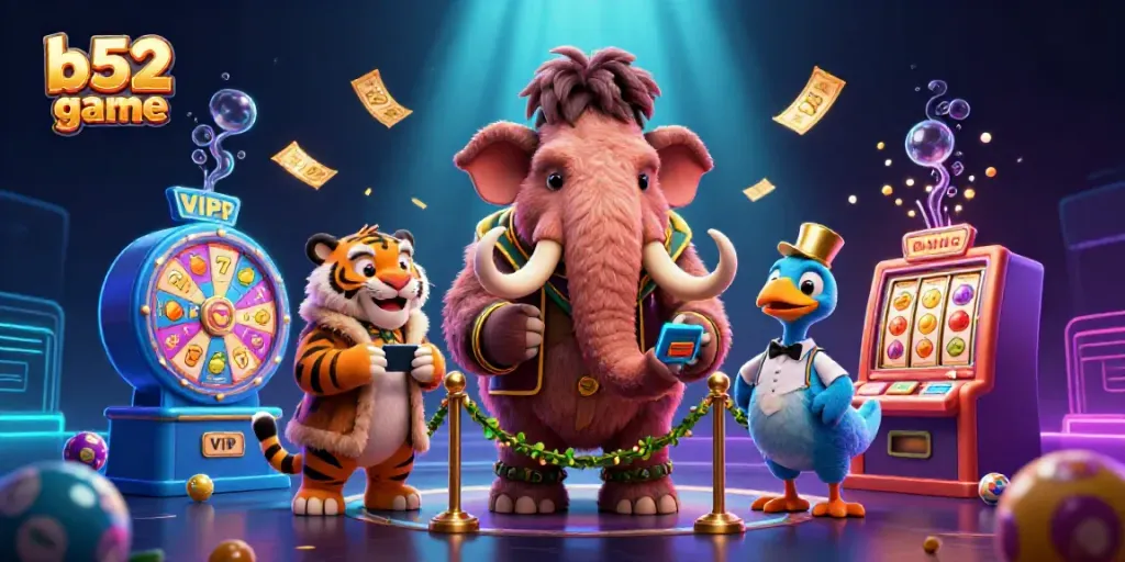 Engage with thrilling b52 game dynamics featuring vibrant slot reels, a mammoth bouncer, and sizzling casino excitement.