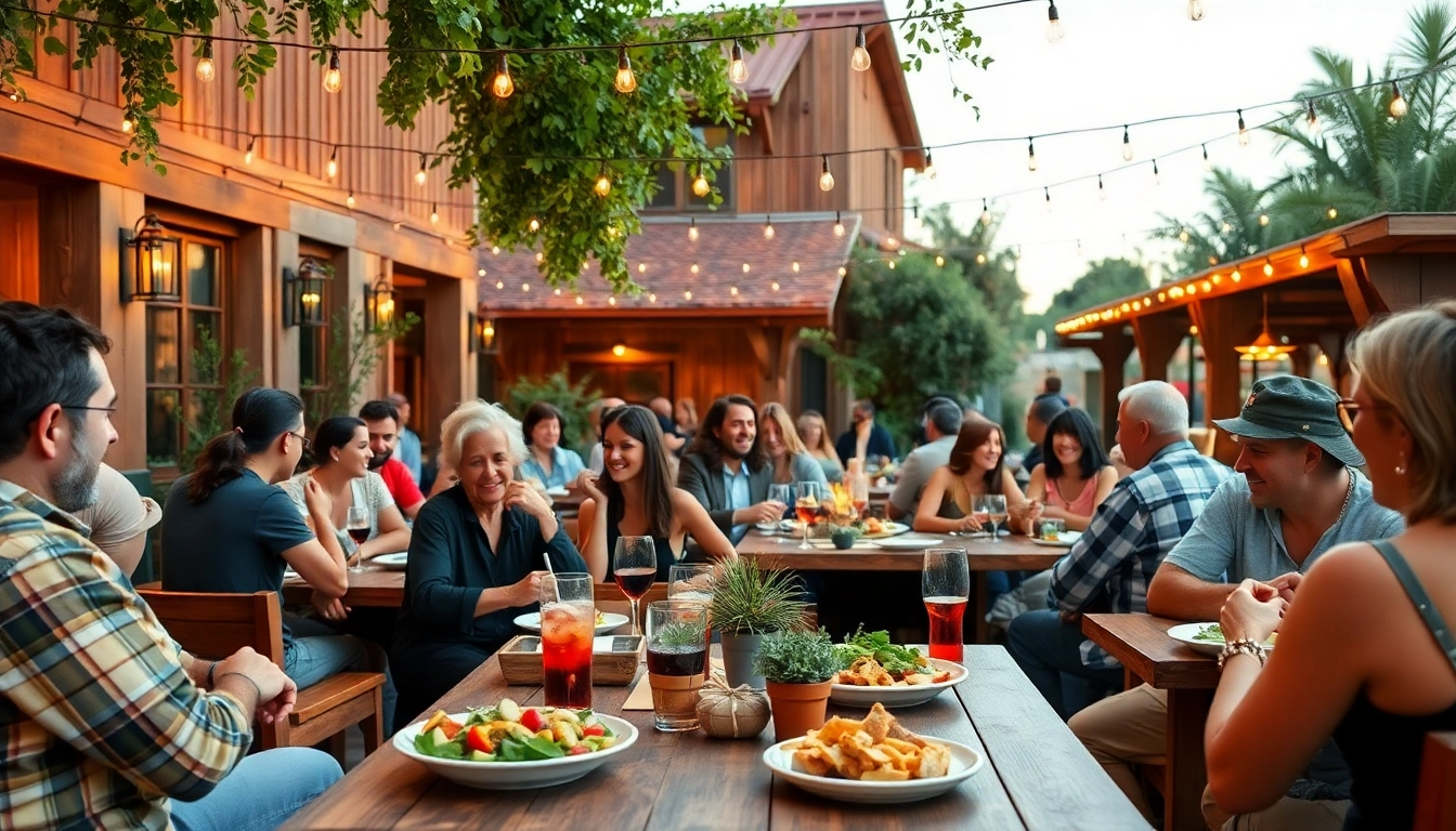 Enjoying delicious cuisine at Clarksburg CA restaurants in a lively outdoor setting.