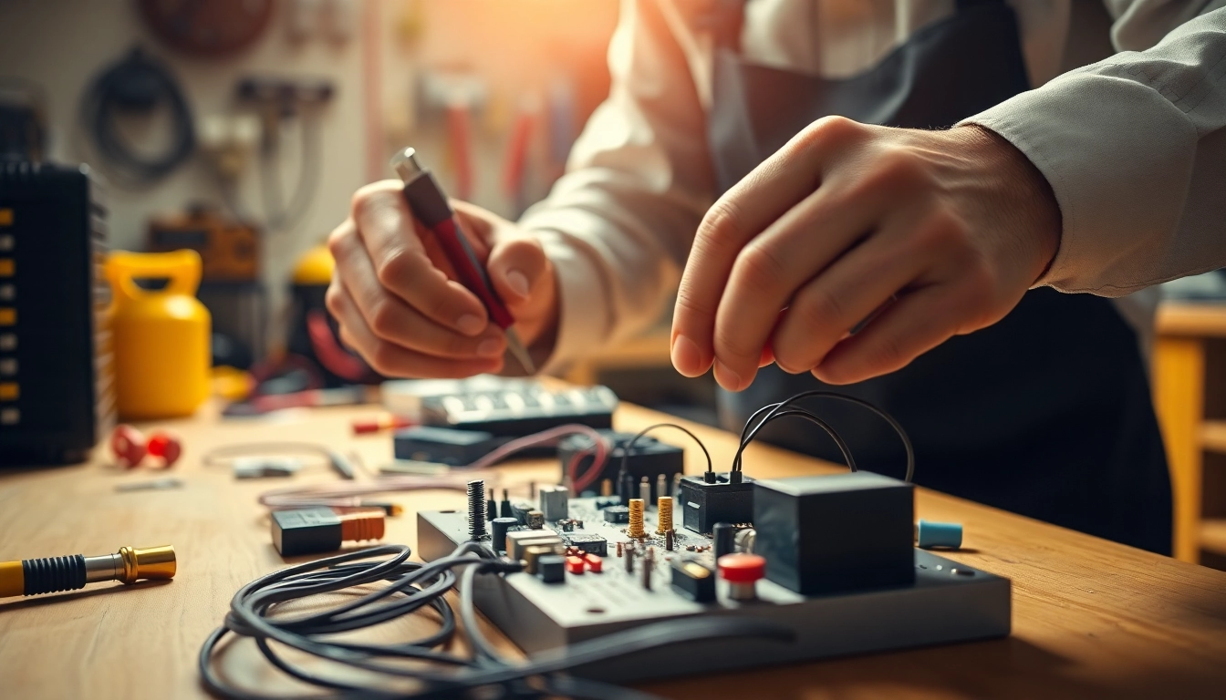 Hands-on low voltage training with an electrician demonstrating circuit assembly.