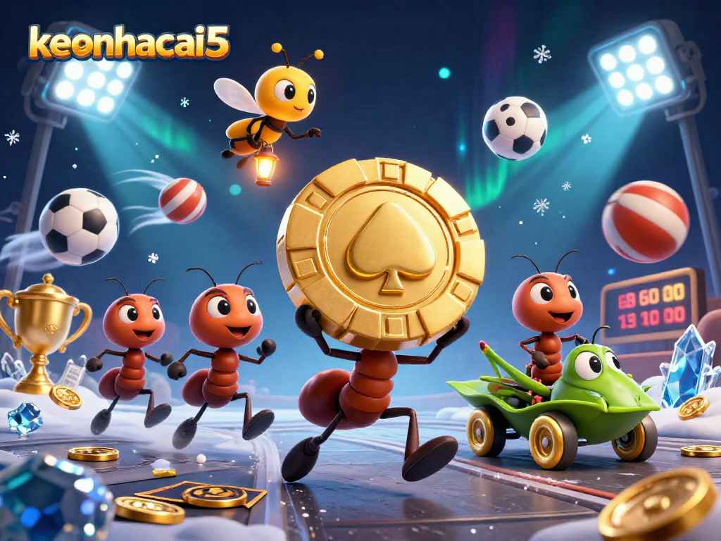 Win big with keonhacai5 in a thrilling heist scene featuring animated characters and dynamic sports elements.