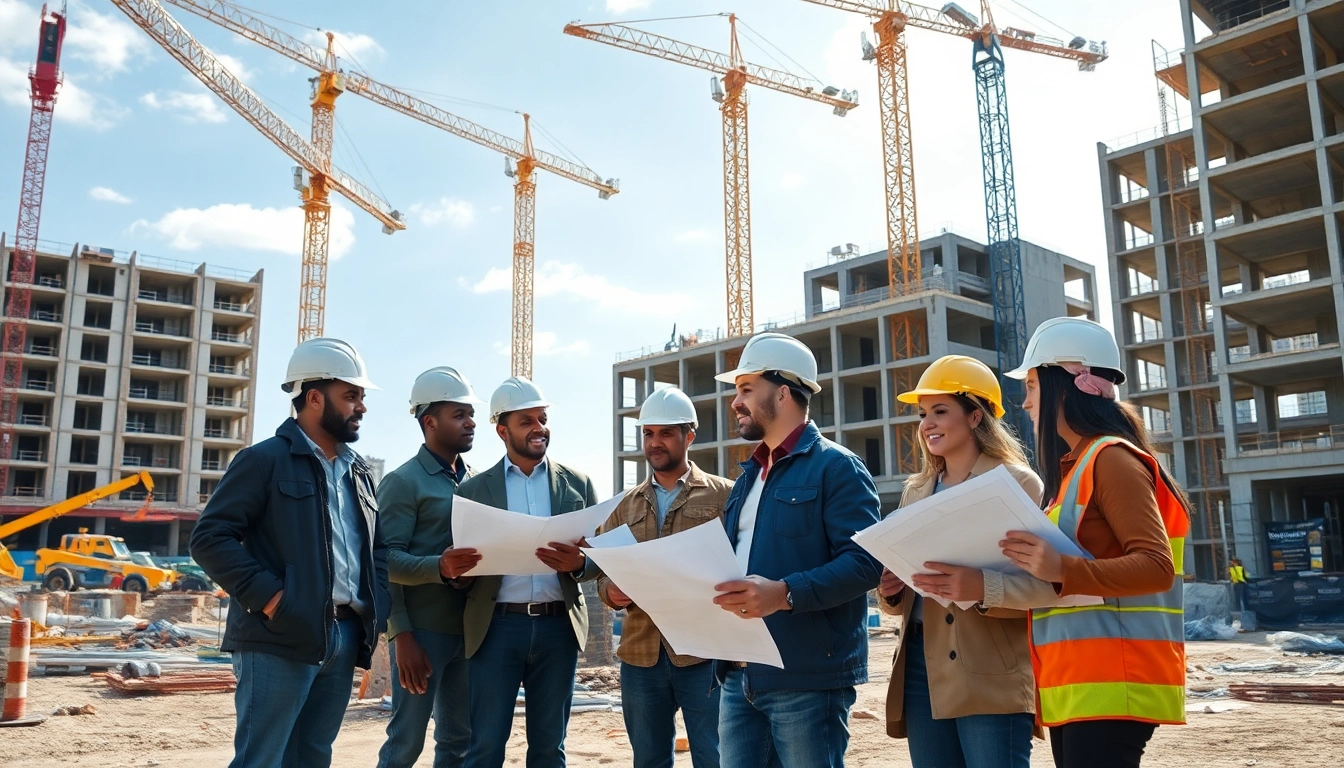 New Jersey Commercial General Contractor leading a diverse construction team at a vibrant site.