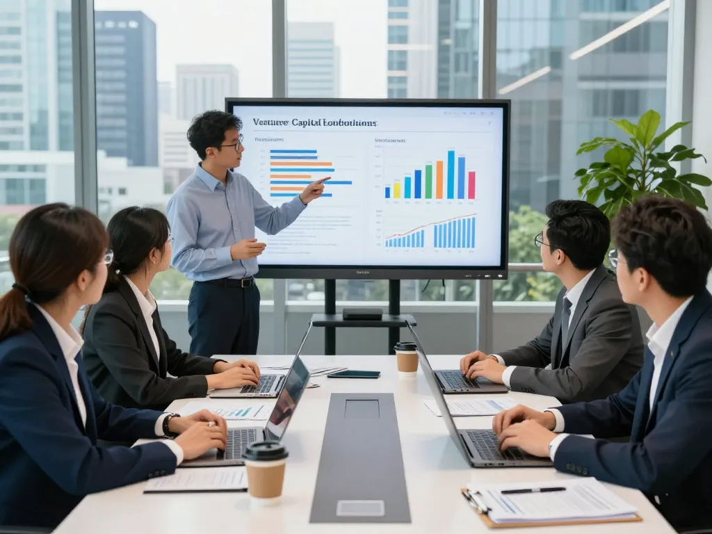 Team collaborating on private investor funding strategies in a modern office