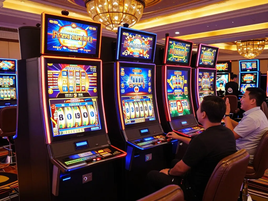 Experience the thrill of winning at five88's exciting slot machines with vibrant visuals and engaged players.