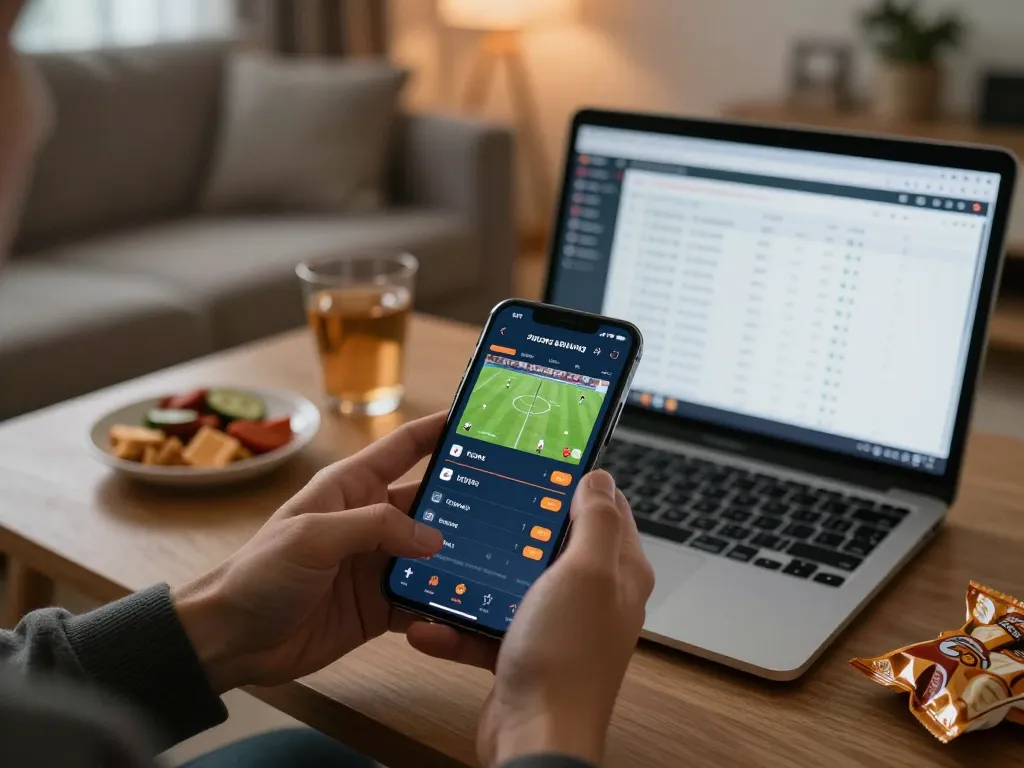 Tỷ lệ kèo nhà cái 5 displayed on a smartphone during an online betting session at home